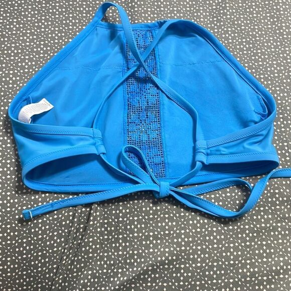 aerie swim top cross cross tie back light blue size L - Picture 2 of 4